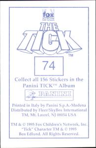 1995 Panini The Tick Stickers #74 (no caption) Back