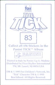 1995 Panini The Tick Stickers #83 Down the hatch, big boy! Aspirin away!!! Back