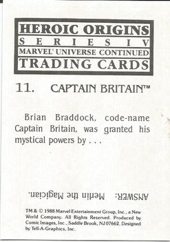 1988 Comic Images Marvel Universe IV Heroic Origins #11 Captain Britain Back