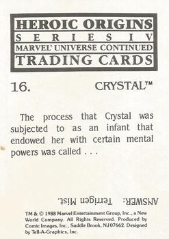 1988 Comic Images Marvel Universe IV Heroic Origins #16 Crystal Back