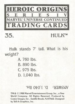 1988 Comic Images Marvel Universe IV Heroic Origins #35 Hulk Back