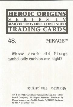 1988 Comic Images Marvel Universe IV Heroic Origins #48 Mirage Back