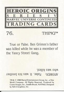 1988 Comic Images Marvel Universe IV Heroic Origins #76 Thing Back