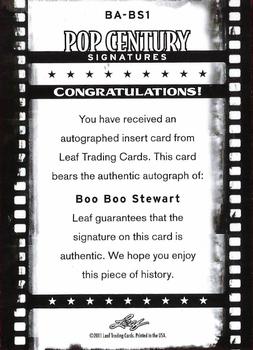 2011 Leaf Pop Century #BA-BS1 Boo Boo Stewart Back
