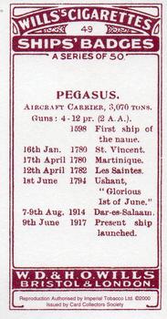 2000 Card Collectors Society Ships' Badges #49 Pegasus Back