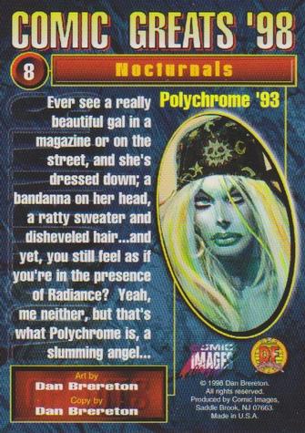 1998 Comic Images Comic Greats '98 #8 Nocturnals: Polychrome '93 Back