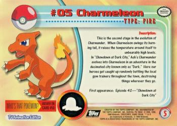 1999 Topps Pokemon TV Animation Edition Series 1 - Black Topps Logo Foil #5 Charmeleon Back