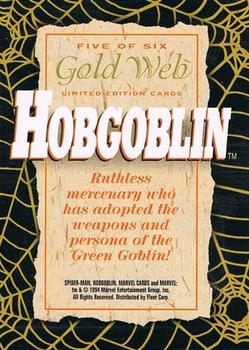 1994 Fleer The Amazing Spider-Man - Gold Web Foils #5 Hobgoblin Back