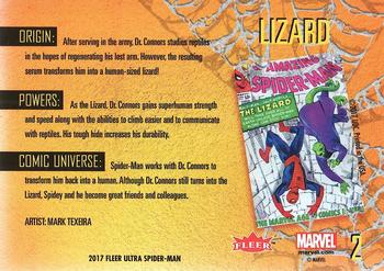 2017 Fleer Ultra Marvel Spider-Man #2 Lizard Back