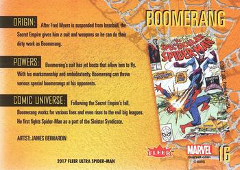 2017 Fleer Ultra Marvel Spider-Man #16 Boomerang Back