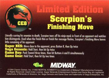 1994 Classic Mortal Kombat Series 1 - Collector's Edition #CE8 Scorpion's Finishing Move Back