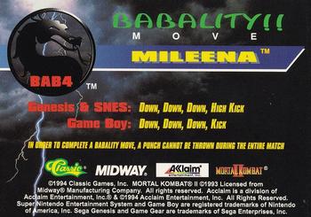 1994 Classic Mortal Kombat II - Babality Moves #BAB4 Mileena Back