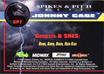 1994 Classic Mortal Kombat II - Spikes & Pit II #SP7 Johnny Cage Back