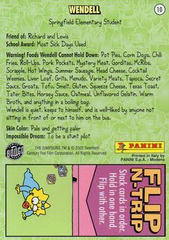 2002 Panini Simpsons Mania! #10 Wendell Back