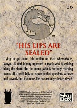 1995 SkyBox Mortal Kombat #26 His Lips Are Sealed Back