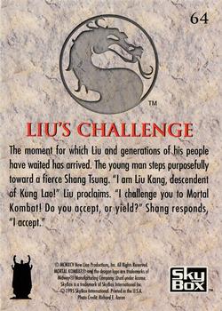 1995 SkyBox Mortal Kombat #64 Liu's Challenge Back