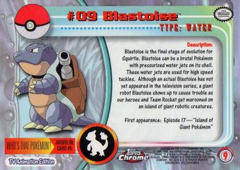 2000 Topps Chrome Pokemon #9 Blastoise Back
