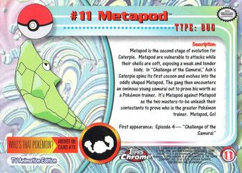 2000 Topps Chrome Pokemon #11 Metapod Back