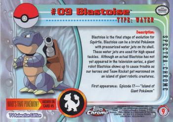 2000 Topps Chrome Pokemon - Spectra Chrome #9 Blastoise Back
