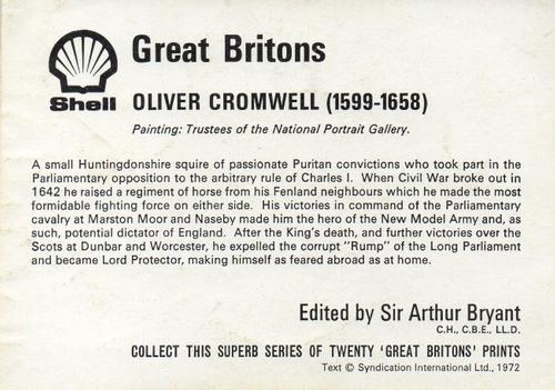 1972 Shell Great Britons #NNO Oliver Cromwell (1599-1658) Back