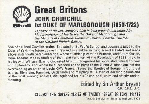 1972 Shell Great Britons #NNO John Churchill 1st Duke of Marlborough (1650-1722) Back