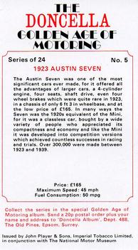 1975 Doncella The Golden Age of Motoring #5 1923 Austin Seven Back