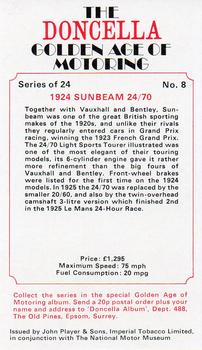 1975 Doncella The Golden Age of Motoring #8 1924 Sunbeam 24/70 Back
