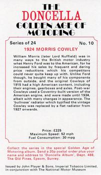 1975 Doncella The Golden Age of Motoring #10 1924 Morris Cowley Back