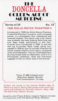 1975 Doncella The Golden Age of Motoring #15 1930 Rolls-Royce Phantom II Back