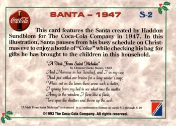 1993 Collect-A-Card Coca-Cola Collection Series 1 - Santa #S-2 Pausing to refresh at refrigerator Back