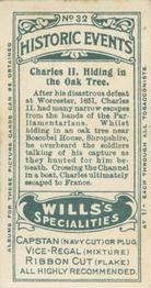 1912 Wills's Historic Events #32 Charles II Hiding in the Oak Tree Back