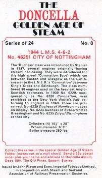 1976 Doncella The Golden Age of Steam #8 1944 L.M.S. 4-6-2 No. 46251 City of Nottingham Back