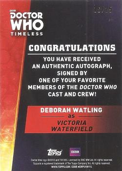 2016 Topps Doctor Who Timeless - Autographs Purple Foil #23 Deborah Watling Back