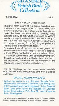 1980 Grandee British Birds Collection #5 Grey Heron Back