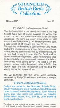 1980 Grandee British Birds Collection #13 Pheasant Back