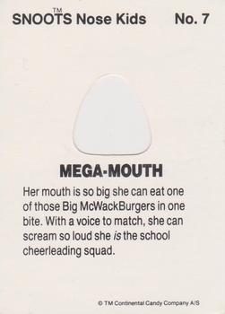 1989 Continental Candy Company Snoots #7 Mega-Mouth Back