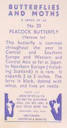 1960 Swettenham Tea Butterflies and Moths #20 Peacock Butterfly Back