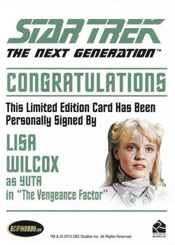 2015 Rittenhouse Star Trek: The Next Generation Portfolio Prints Series One - Autographs (Classic Design) #NNO Lisa Wilcox Back