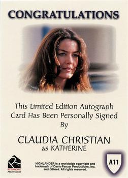 2003 Rittenhouse The Complete Highlander (TV) - Autographs #A11 Claudia Christian Back