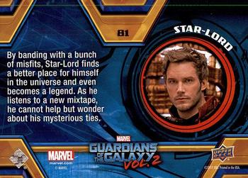 2017 Upper Deck Marvel Guardians of the Galaxy Vol. 2 #81 Star-Lord Back