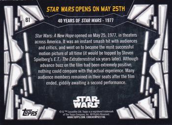 2017 Topps Star Wars 40th Anniversary - Blue #61 Star Wars Opens on May 25th Back