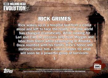 2017 Topps The Walking Dead: Evolution #1 Rick Grimes Back
