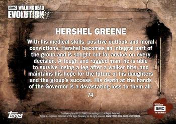 2017 Topps The Walking Dead: Evolution #74 Hershel Greene Back