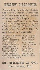 1890 Recruit Generals of the Civil War (N377) #NNO Robert E. Lee Back