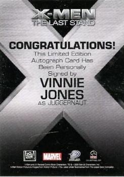 2006 Rittenhouse XIII: X-Men The Last Stand - Autographs #NNO Vinnie Jones / Juggernaut Back