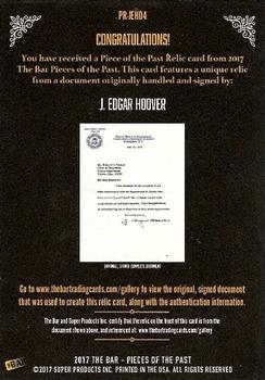 2017 The Bar Pieces of the Past - Relics #PR-JEH04 J. Edgar Hoover Back