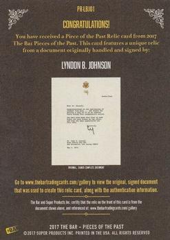 2017 The Bar Pieces of the Past - Relics #PR-LBJ01 Lyndon B. Johnson Back