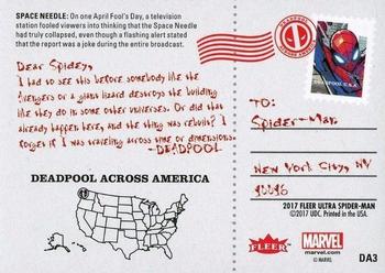 2017 Fleer Ultra Marvel Spider-Man - Deadpool Across America Silver Web Foil #DA3 Space Needle Back