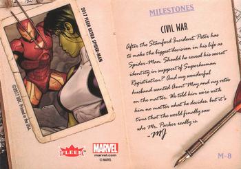 2017 Fleer Ultra Marvel Spider-Man - Milestones Silver Web Foil #M-8 Civil War Back