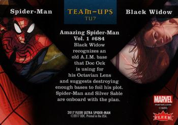 2017 Fleer Ultra Marvel Spider-Man - Team Ups Silver Web Foil #TU7 Black Widow Back